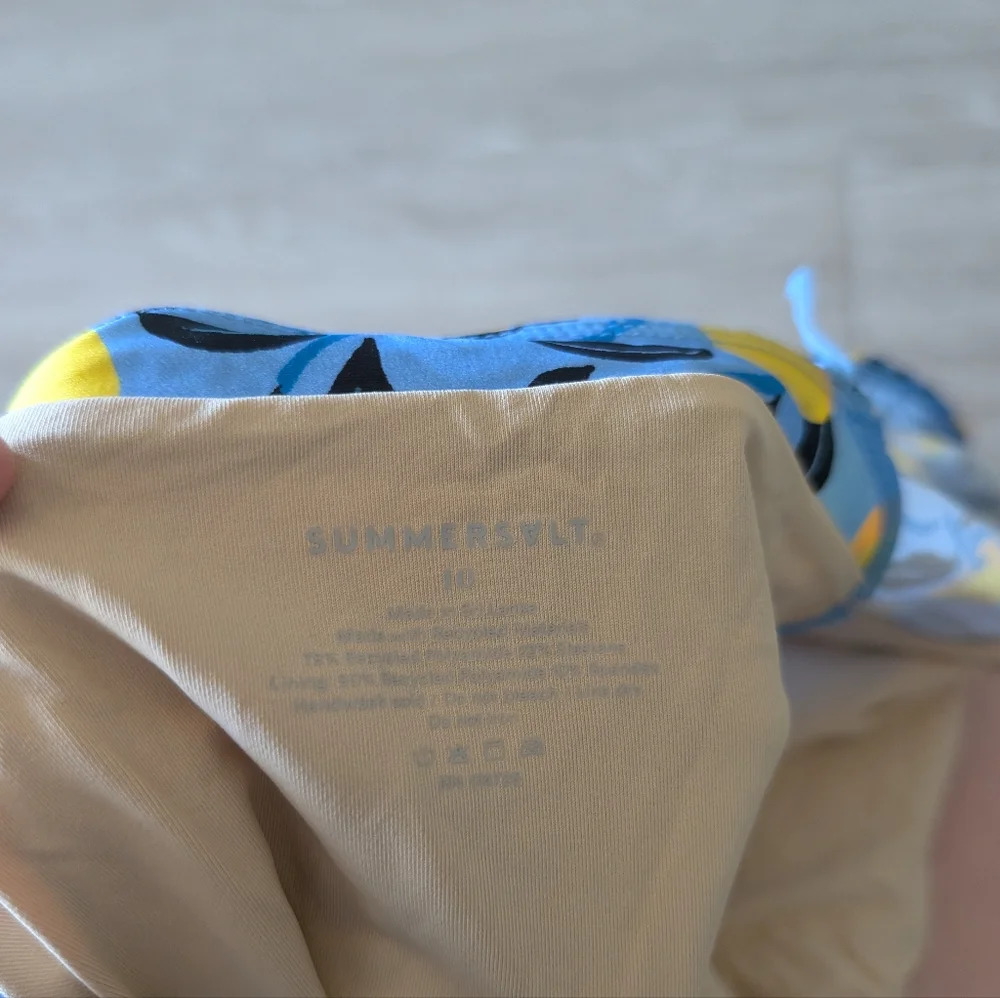 DVF x Summersalt Blue and Yellow Lemon Print Swimsuit - Picture 5 of 6